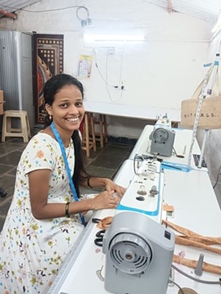 Renuka, tailoring trainee from Tiny Miracles, Adhyan's grantee